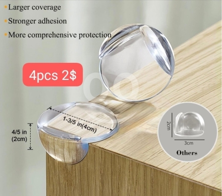 السلع الأخرى في ادونيس - واقي زوايا الطاولات شفاف لحماية الأطفال 4 قطع | 4pcs Clear Table Corner Guards