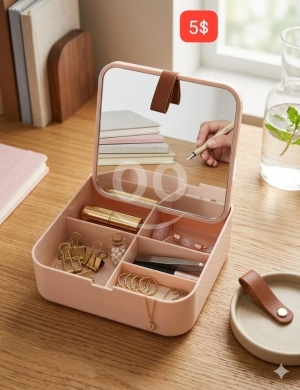الصحة و الجمال في ادونيس - منظم مكياج وإكسسوارات مع مرآة مدمجة | Makeup & Jewelry Organizer with Mirror