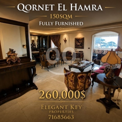Apartments for sale in Qornet El Hamra - Apartment for Sale in Qornet El Hamra 150sqm | شقة للبيع في قرنة الحمراء ١٥٠ متر مربع