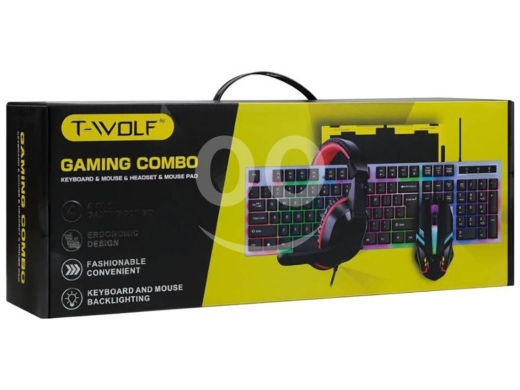 Gaming Console & Accessories in Achrafieh - باكيج ألعاب ٤ في ١ T-WOLF TF240 كيبورد وماوس وسماعة | T-WOLF TF240 4-in-1 Gaming Combo Pack