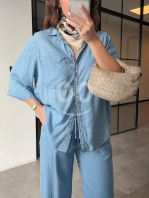 طقم جينز نسائي قطعتين ناعم وعصري | Women's Trendy Two-Piece Soft Denim Set — 7