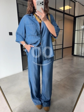 طقم جينز نسائي قطعتين ناعم وعصري | Women's Trendy Two-Piece Soft Denim Set — 4