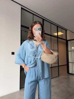 طقم جينز نسائي قطعتين ناعم وعصري | Women's Trendy Two-Piece Soft Denim Set — 8