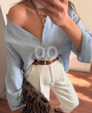 قميص نسائي ناعم مخطط تصميم عصري ألوان متعددة | Women's Striped Soft Shirt Modern Design — 2