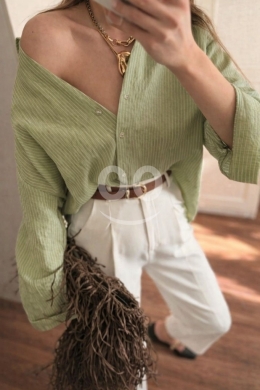 قميص نسائي ناعم مخطط تصميم عصري ألوان متعددة | Women's Striped Soft Shirt Modern Design — 4