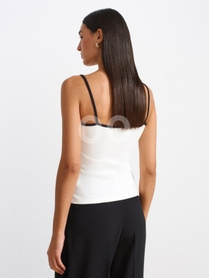 توب نسائي "كاميسول" ريب بتصميم كونتراست | Women's Contrast Ribbed Camisole Top — 6