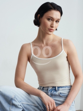 توب نسائي "كاميسول" ريب بتصميم كونتراست | Women's Contrast Ribbed Camisole Top — 4