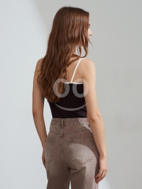 توب نسائي "كاميسول" ريب بتصميم كونتراست | Women's Contrast Ribbed Camisole Top — 2