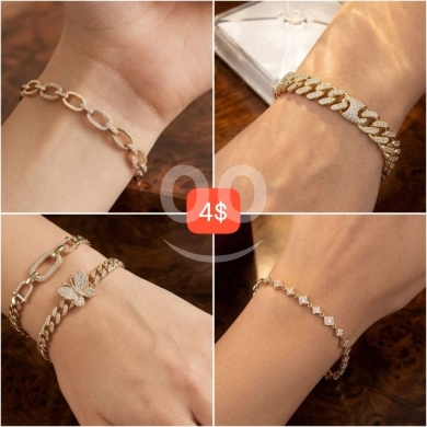 Clothes, Footwear & Accessories in Adonis - Elegant Gold-Plated Zircon Bracelet Collection | مجموعة أساور زيركون مطلية بالذهب أنيقة
