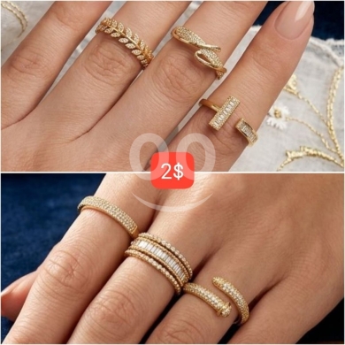 Clothes, Footwear & Accessories in Adonis - Elegant Gold-Plated Zircon Rings Collection | مجموعة خواتم زيركون مطلية بالذهب أنيقة