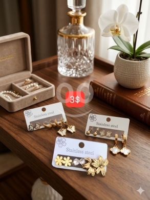 Vêtements, chaussures et accessoires dans Adonis - Elegant Stainless Steel Earring Sets | أطقم أقراط ستانلس ستيل ذهبية بتصاميم عصرية
