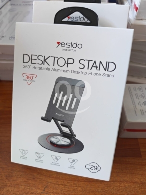 Mobile accessories in Manara - حامل هاتف مكتبي يسيدو C299 ألومنيوم بدوران 360 درجة | Yesido C299 360° Rotatable Desktop Stand