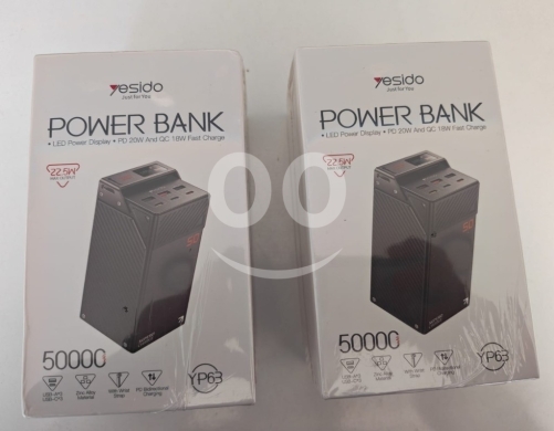 Mobile accessories in Manara - باور بانك يسيدو 50000 مللي أمبير شحن سريع 22.5 واط | Yesido 50000mAh Power Bank 22.5W
