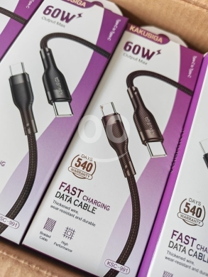 Mobile accessories in Manara - كابل كاكوسيجا شحن سريع 60 واط تايب سي قماش | Kakusiga 60W Type-C to Type-C Braided Cable