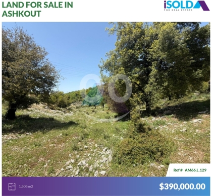 Lands for sale in Ashkout - 1505m2 Prime land+mountain view 4sale in Ashkout - أرض للبيع في عشقوتAM66L129