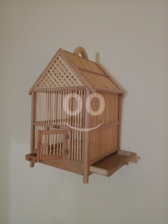 قفص عصافير خشب زان يدوي فخم 50 سم | Premium Handmade Beechwood Bird Cage 50cm