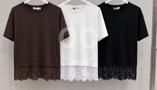 Clothes, Footwear & Accessories in Dahr el-Ain - تيشيرت نسائي كاجوال مع تفاصيل دانتيل من Styllana Store | Casual Lace Hem T-Shirt
