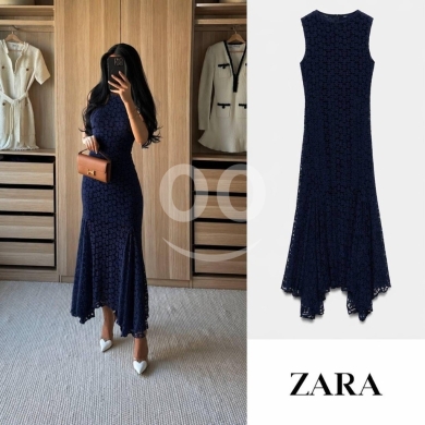 فستان دانتيل أسود طويل وأنيق من Styllana Store | Elegant Black Lace Maxi Dress — 4