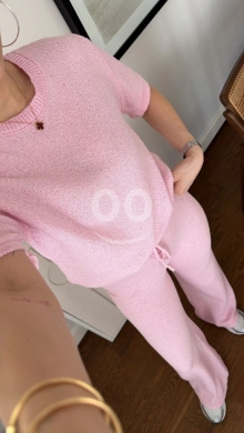 طقم نسائي وردي ناعم من Styllana Store | Cozy Pink Knit Lounge Set — 2