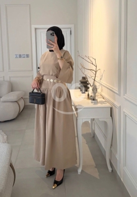 فستان ماكسي راقي بألوان ترابية غنية من Styllana Store | Sophisticated Earth-Toned Maxi Dr… — 3