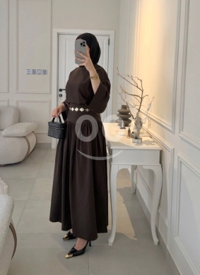 فستان ماكسي راقي بألوان ترابية غنية من Styllana Store | Sophisticated Earth-Toned Maxi Dr… — 2