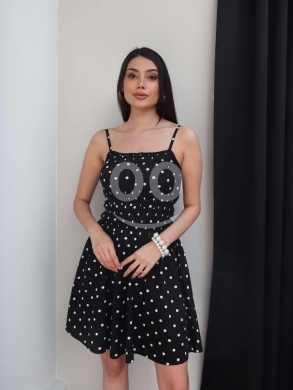 فستان صيفي قصير بنقشة البولكا دوت من Styllana Store | Polka Dot Mini Summer Dress — 5