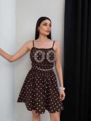 فستان صيفي قصير بنقشة البولكا دوت من Styllana Store | Polka Dot Mini Summer Dress — 9