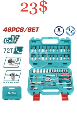 DIY Tools & Materials in Tripoli - طقم أدوات توتال 46 قطعة احترافي | Total 46-Piece Professional Socket Set