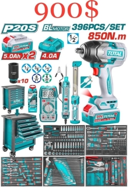 Outils et matériaux de bricolage dans Tripoli - خزانة أدوات توتال 396 قطعة احترافية مع مفك صدم | Total 396-Piece Tool Cabinet Set
