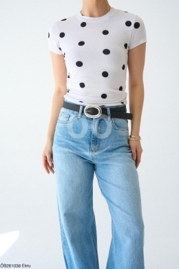 تي شيرت بولكا دوت عصري من متجر Styllana | Styllana Store Trendy Polka Dot Tee — 4