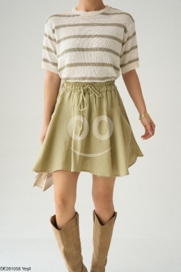 تنورة قصيرة ناعمة برباط خصر من متجر Styllana | Styllana Store Soft Mini Skirt with Drawst… — 9