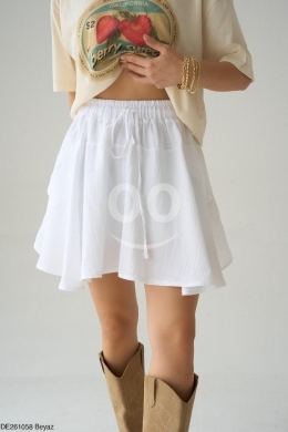 تنورة قصيرة ناعمة برباط خصر من متجر Styllana | Styllana Store Soft Mini Skirt with Drawst… — 6