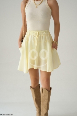 تنورة قصيرة ناعمة برباط خصر من متجر Styllana | Styllana Store Soft Mini Skirt with Drawst… — 2