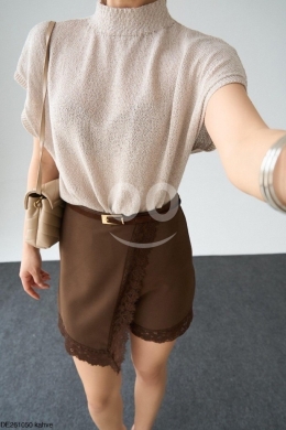تنورة قصيرة أنيقة بتفاصيل الدانتيل من متجر Styllana | Styllana Store Elegant Lace-Trim Mi… — 3