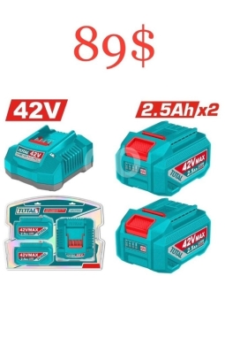 DIY Tools & Materials in Tripoli - طقم بطاريات وشاحن توتال 42 فولت | Total 42V Lithium-Ion Battery and Charger Kit