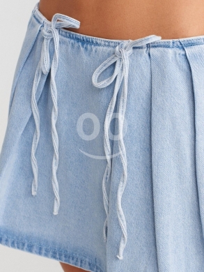 تنورة جينز قصيرة برباط خصر عصري من متجر Styllana | Styllana Store Trendy Denim Mini Skirt — 4