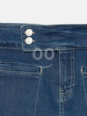 تنورة جينز قصيرة بخصر مرتفع وتفاصيل جيوب من متجر Styllana | High-Waisted Denim Mini Skirt — 4