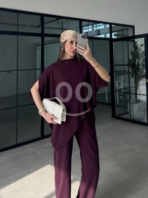 Vêtements, chaussures et accessoires dans Dahr el-Ain - طقم كاجوال عصري بلون باذنجاني من متجر Styllana | Styllana Store Trendy Eggplant Casual Set