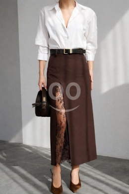 تنورة ماكسي بفتحة دانتيل راقية من متجر Styllana | Styllana Store Elegant Lace-Detail Maxi… — 2