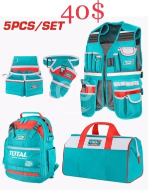 Outils et matériaux de bricolage dans Tripoli - طقم حقائب ومعدات تنظيم توتال 5 قطع احترافي | Total 5-Piece Professional Tool Bag & Gear Set