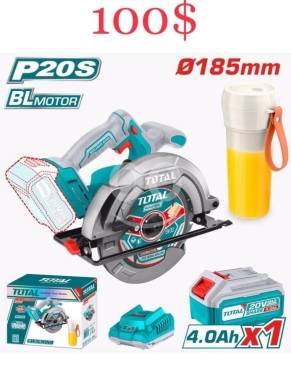 DIY Tools & Materials in Tripoli - منشار دائري توتال 20 فولت لاسلكي مع بطارية 4.0Ah وشاحن | Total 20V Cordless Circular Saw Kit