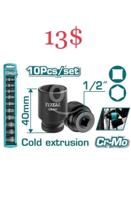 أدوات ومعدات منزلية في طرابلس - طقم لقم إمباكت توتال 10 قطع 1/2 إنش | Total 10-Piece 1/2" Impact Socket Set