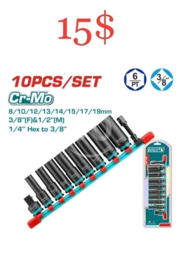 DIY Tools & Materials in Tripoli - طقم لقم إمباكت توتال 10 قطع 3/8 إنش | Total 10-Piece 3/8" Impact Socket Set
