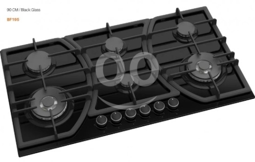 Kitchen appliances dans Achrafieh - غاز بلت ان توب 6 عيون زجاج أسود 90 سم | TOP 90cm 6 Burners Built-in Gas Hob Black Glass