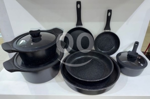Kitchen appliances in Achrafieh - طقم أواني طهي متكامل 7 قطع أسود - SET 1836 | 7Pcs Black Complete Cookware Set
