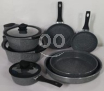 Kitchen appliances dans Achrafieh - طقم أواني طبخ جرانيت 1836 رمادي 7 قطع | Granite Cookware Set 1836 Grey 7 Pieces