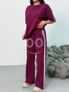 طقم سبورت كحلي مريح قطعتين مع خطوط جانبية بيضاء | Navy Blue 2-Piece Comfy Sporty Set — 2