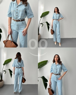 Vêtements, chaussures et accessoires dans Dahr el-Ain - جمبسوت جينز صيفي فاتح من Styllana مقاس S | Light Blue Denim Summer Jumpsuit