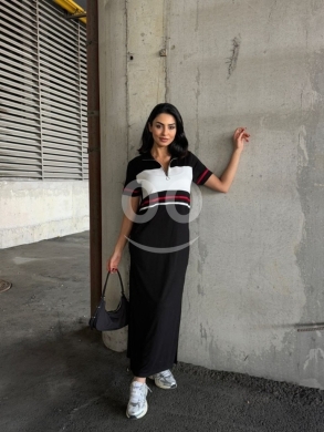 Vêtements, chaussures et accessoires dans Dahr el-Ain - فستان سبورت ماكسي أسود بتفاصيل ملونة من Styllana مقاس S-L | Casual Sporty Black Maxi Dress