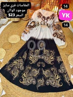 Clothes, Footwear & Accessories in Aley - فستان طويل مميز بنقشة البيزلي وألوان متدرجة | Elegant Paisley Ombre Maxi Dress